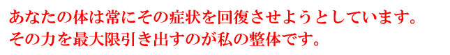 その力を最大限引き出すのが私の整体です